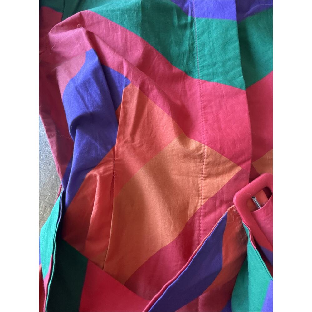 Farm Rio Amanda Mini Shirt Dress Medium – Ruffled Belted Colorblock - Picture 10 of 10